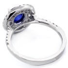 1.25 Round Cut Blue Gemstone Double Diamond Halo Engagement Ring Set in 18K White Gold